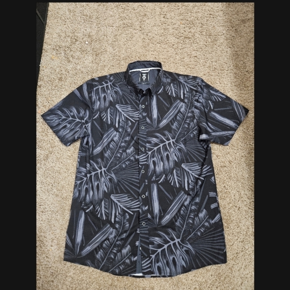 Fried Denim Black Tropical Print Men's Shirt